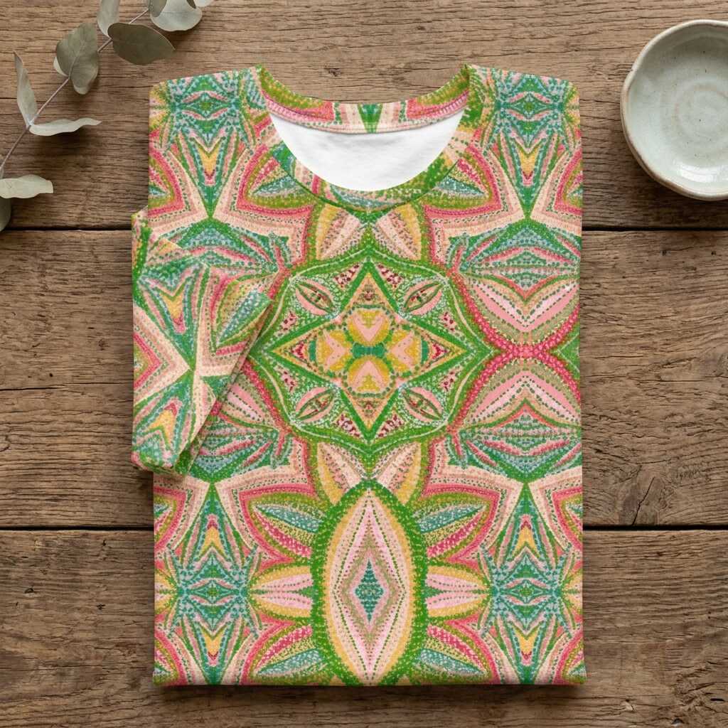 Coral Garden Kaleidoscope Cotton T-Shirt | SAGE RIO