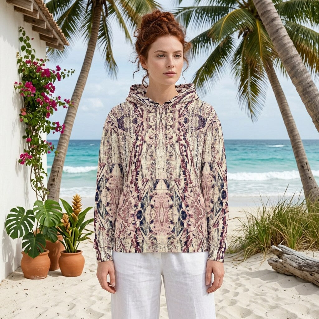 Blush Tapestry Mirage Fleece Hoodie Sweatshirt | SAGE RIO