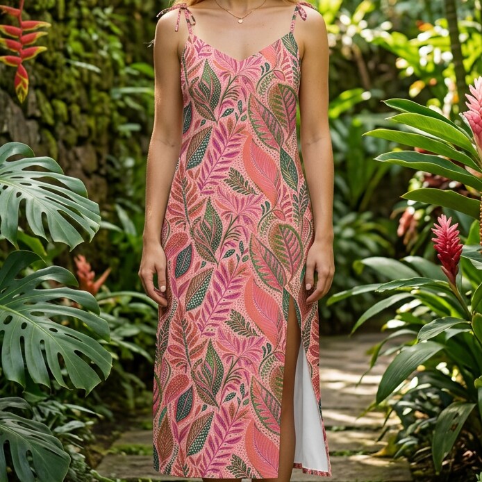 Coral Canopy Chiffon Midi Dress | SAGE RIO