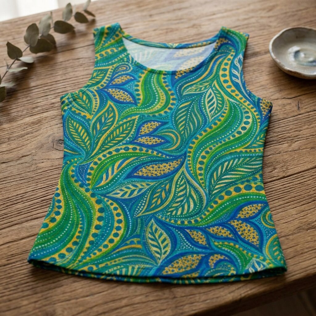 Emerald Paisley Garden Cotton Tank Top | SAGE RIO