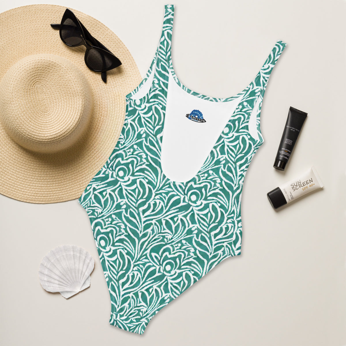Green Jungle Flowers One-Piece Swimsuit