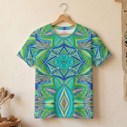 Lagoon Kaleidoscope Green Cotton T-Shirt | SAGE RIO
