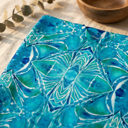 Aqua Kaleidoscope Cotton T-Shirt | SAGE RIO