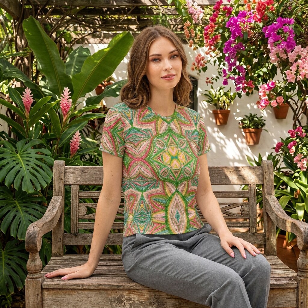 Coral Garden Kaleidoscope Cotton T-Shirt | SAGE RIO