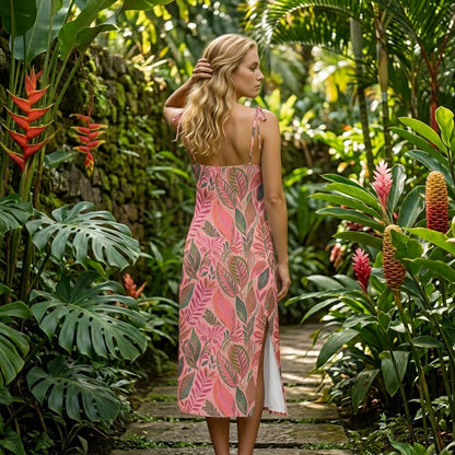 Coral Canopy Chiffon Midi Dress | SAGE RIO
