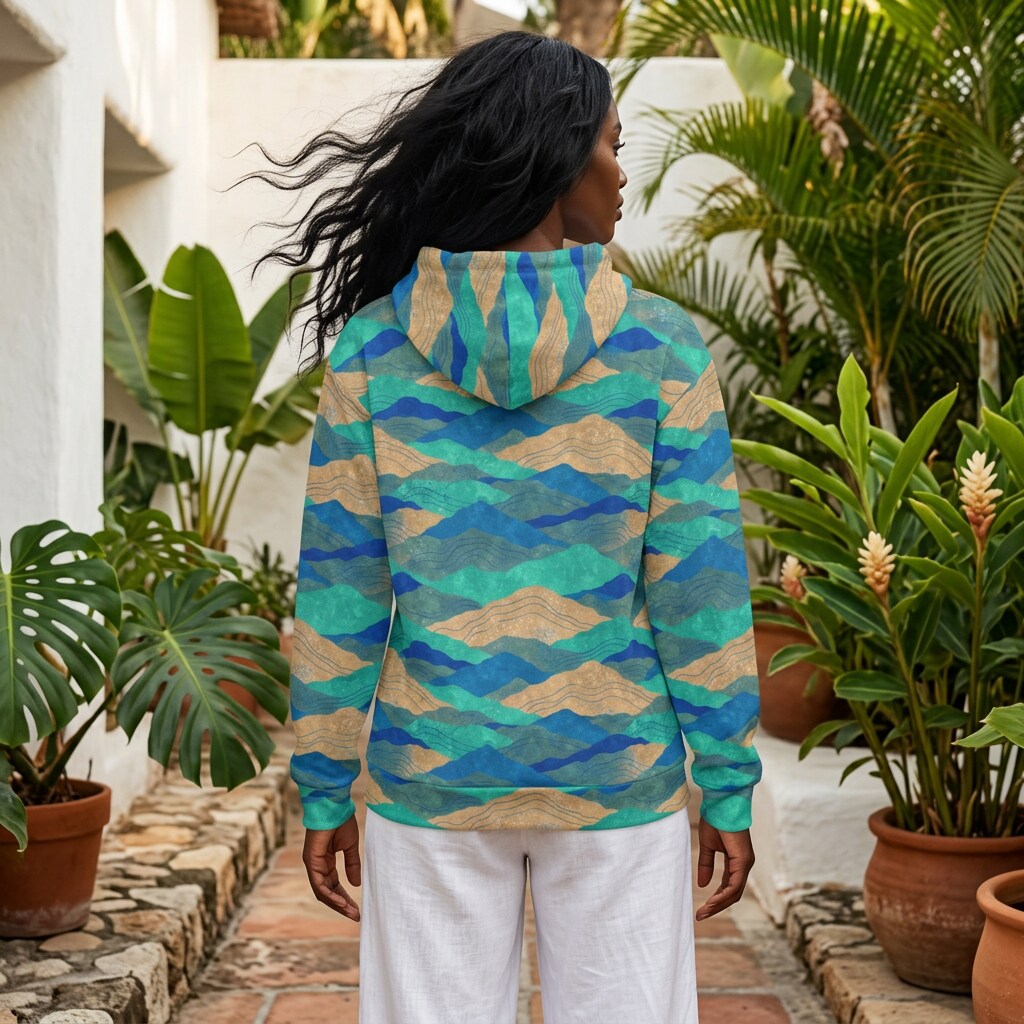 Coastal Mountain Tides Fleece Hoodie Sweatshirt | SAGE RIO