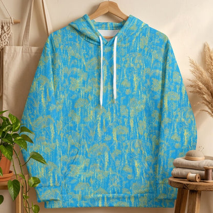 Sunlit Wildflower Aqua Fleece Hoodie Sweatshirt | SAGE RIO