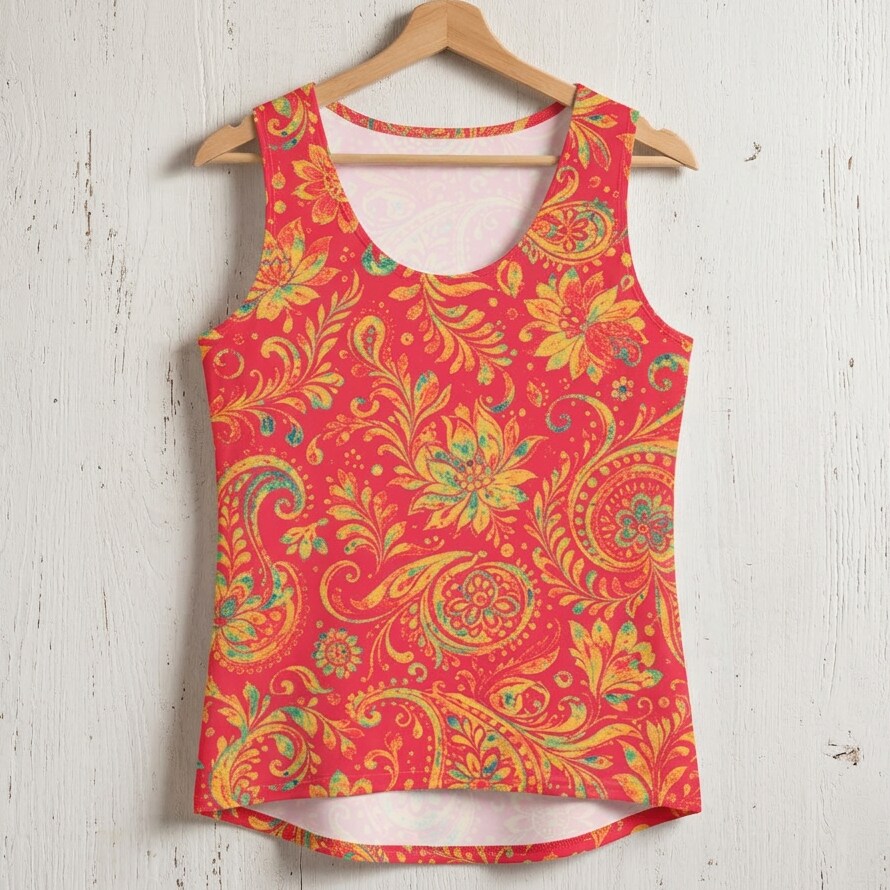 Sunset Paisley Garden Cotton Tank Top | SAGE RIO