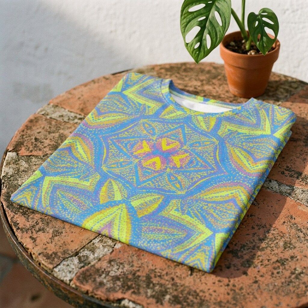 Electric Citrus Mosaic Cotton T-Shirt | SAGE RIO