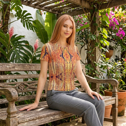 Golden Boho Tapestry Cotton T-Shirt | SAGE RIO