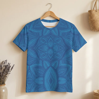 Indigo Mandala Blue Cotton T-Shirt | SAGE RIO