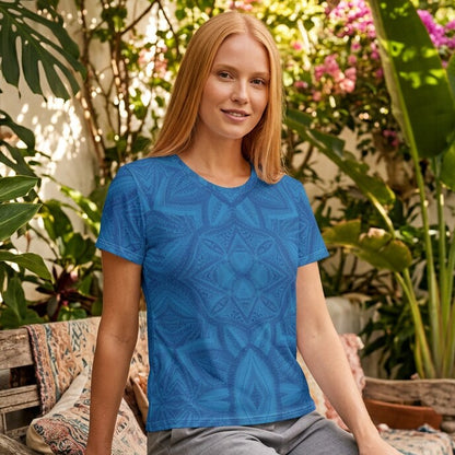 Indigo Mandala Blue Cotton T-Shirt | SAGE RIO