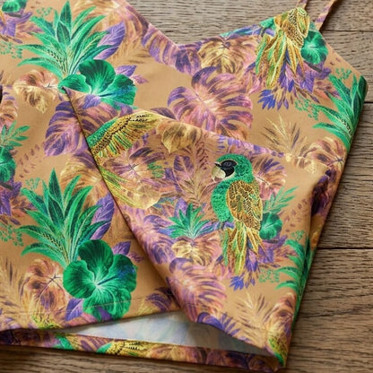 Golden Parrot Tropics Chiffon Midi Dress | SAGE RIO