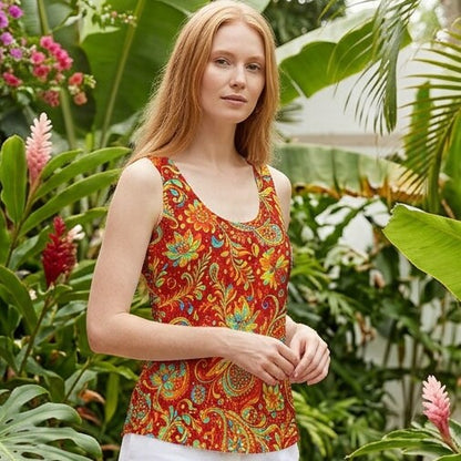 Sunset Paisley Bloom Cotton Tank Top | SAGE RIO