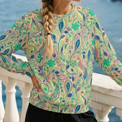 Coastal Paisley Garden Oversized Cotton Sweatshirt | SAGE RIO