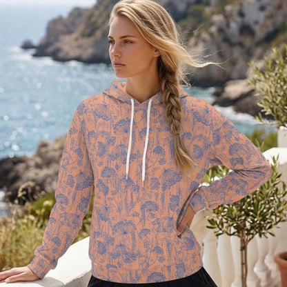 Coastal Wildflower Peach Fleece Hoodie Sweatshirt | SAGE RIO
