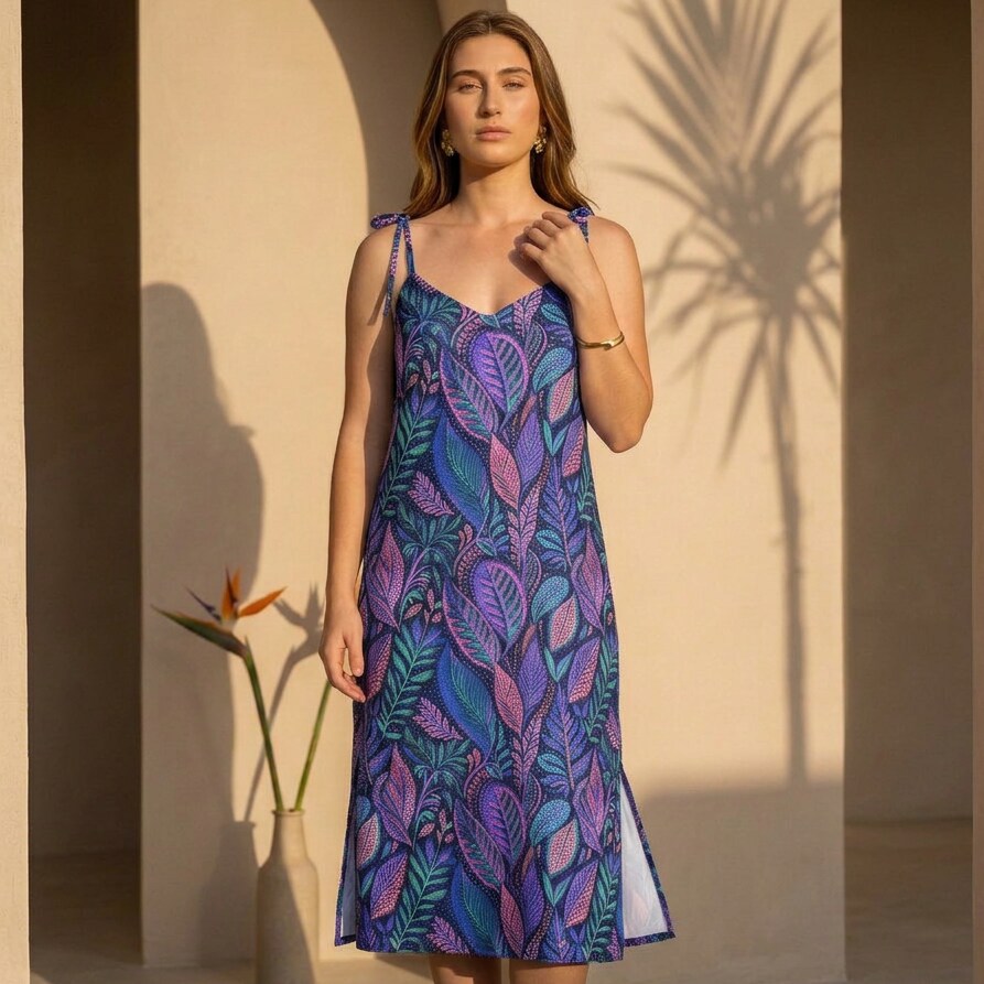 Twilight Botanica Chiffon Midi Dress | SAGE RIO