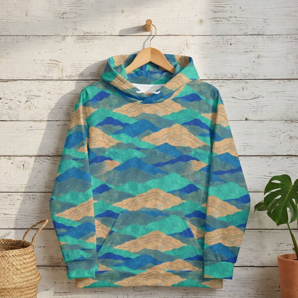 Coastal Mountain Tides Fleece Hoodie Sweatshirt | SAGE RIO