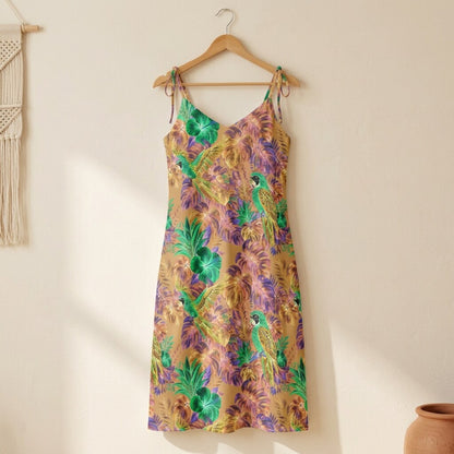 Golden Parrot Tropics Chiffon Midi Dress | SAGE RIO