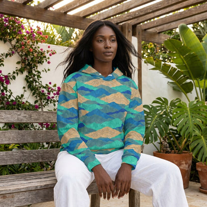 Coastal Mountain Tides Fleece Hoodie Sweatshirt | SAGE RIO