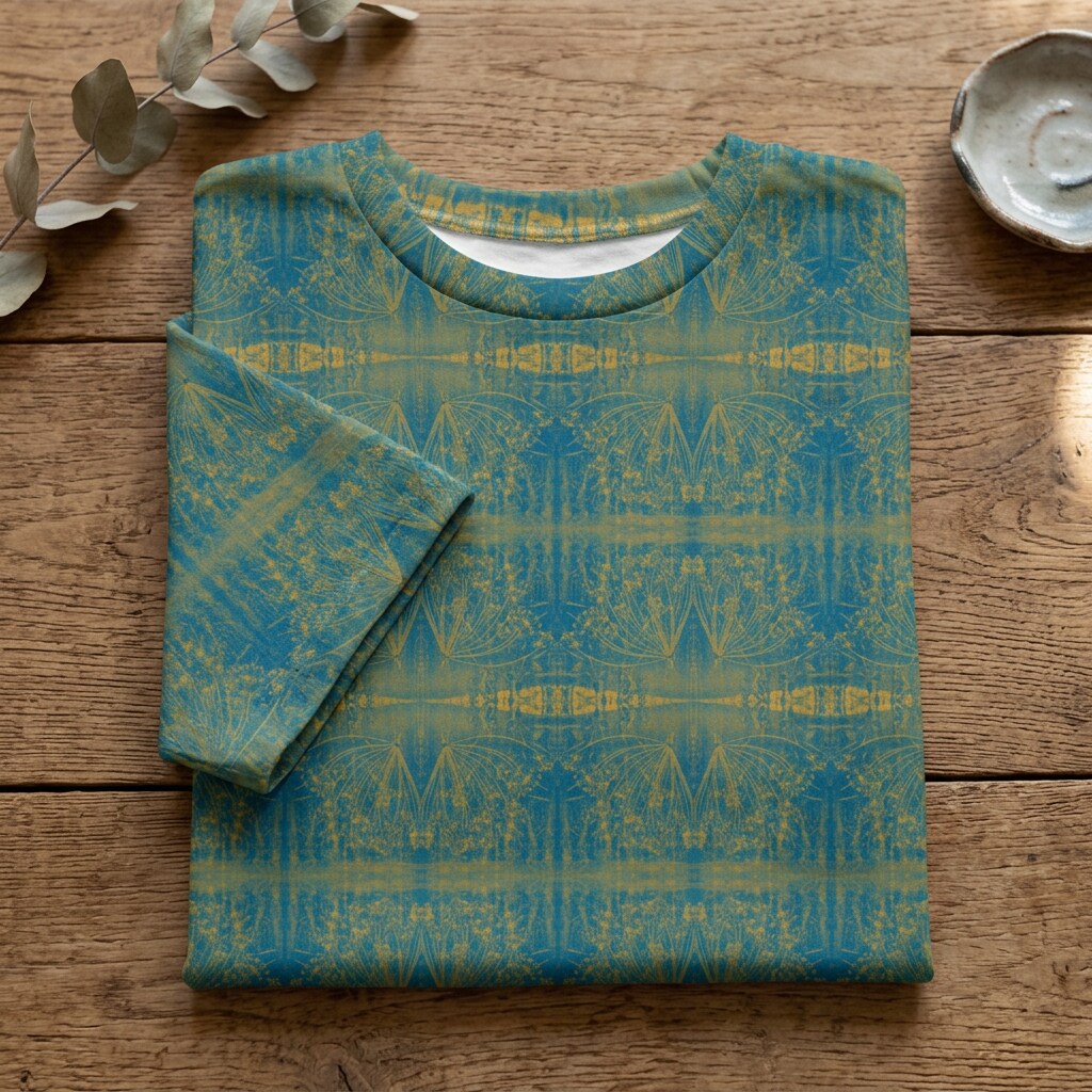 Golden Lagoon Teal Botanical Cotton T-Shirt | SAGE RIO