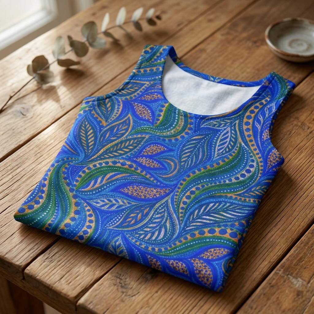 Midnight Blue Paisley Garden Cotton Tank Top | SAGE RIO