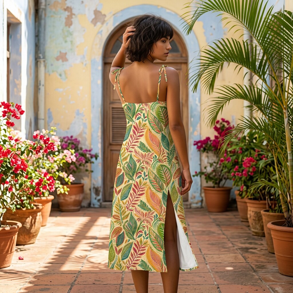 Sunlit Canopy Chiffon Midi Dress | SAGE RIO