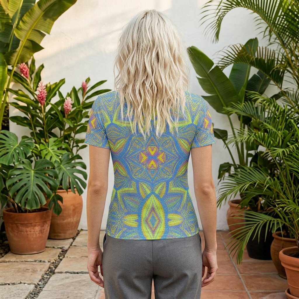 Electric Citrus Mosaic Cotton T-Shirt | SAGE RIO