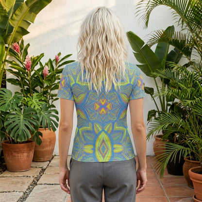 Electric Citrus Mosaic Cotton T-Shirt | SAGE RIO