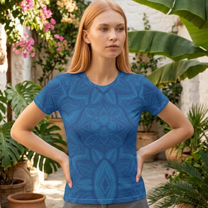 Indigo Mandala Blue Cotton T-Shirt | SAGE RIO