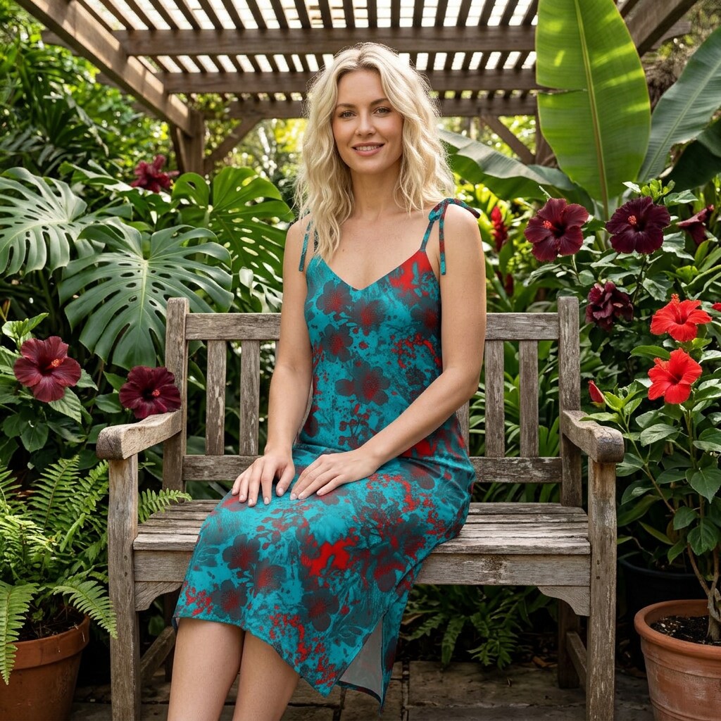 Midnight Teal Ember Garden Chiffon Midi Dress | SAGE RIO
