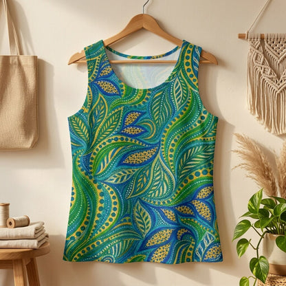 Emerald Paisley Garden Cotton Tank Top | SAGE RIO