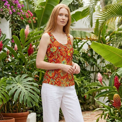 Sunset Paisley Bloom Cotton Tank Top | SAGE RIO