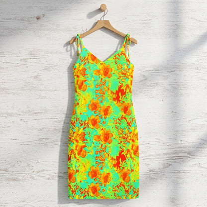 Tropical Citrus Bloom Chiffon Midi Dress | SAGE RIO