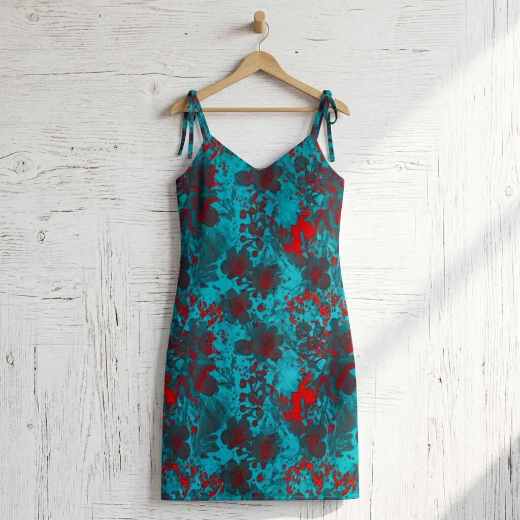 Midnight Teal Ember Garden Chiffon Midi Dress | SAGE RIO