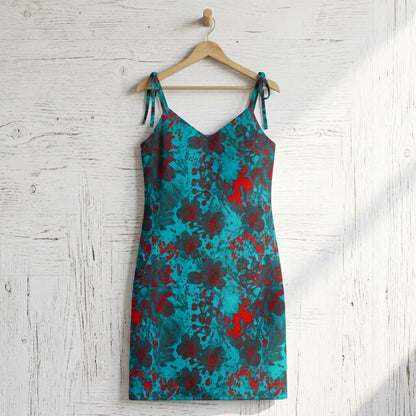 Midnight Teal Ember Garden Chiffon Midi Dress | SAGE RIO