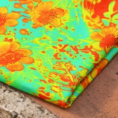 Tropical Citrus Bloom Chiffon Midi Dress | SAGE RIO