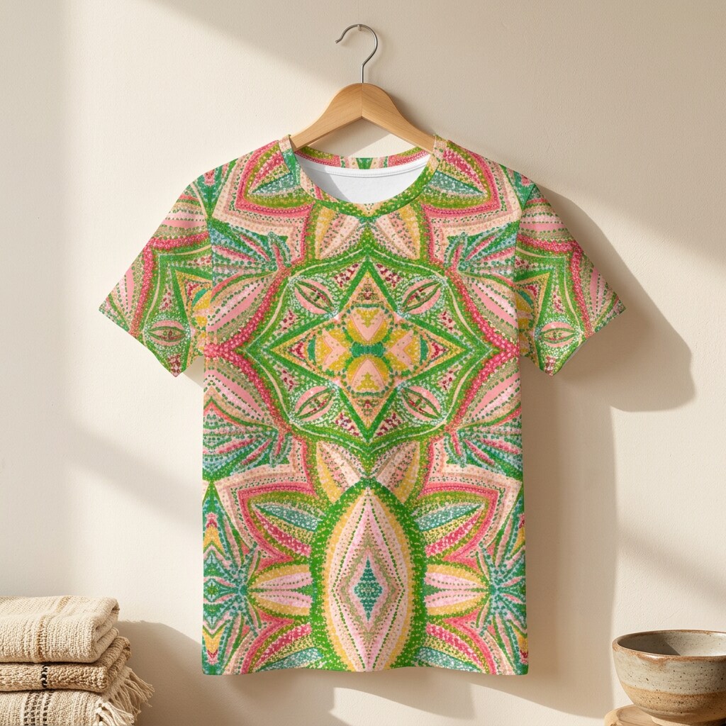 Coral Garden Kaleidoscope Cotton T-Shirt | SAGE RIO
