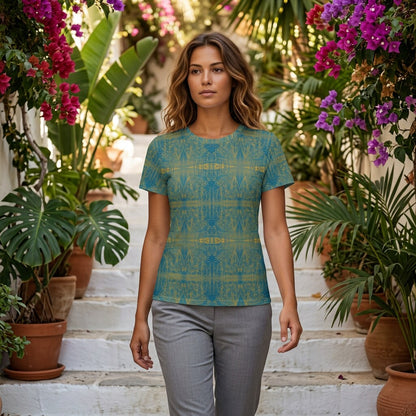 Golden Lagoon Teal Botanical Cotton T-Shirt | SAGE RIO
