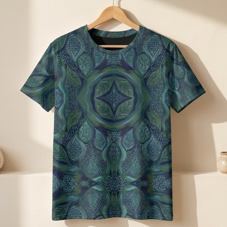 Midnight Botanical Mosaic Cotton T-Shirt | SAGE RIO