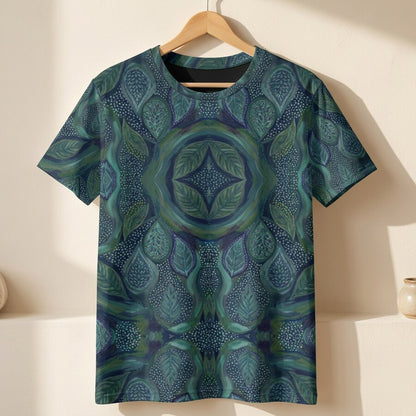 Midnight Botanical Mosaic Cotton T-Shirt | SAGE RIO