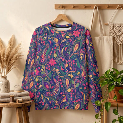 Midnight Paisley Jewel Oversized Cotton Sweatshirt | SAGE RIO