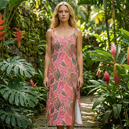 Coral Canopy Chiffon Midi Dress | SAGE RIO