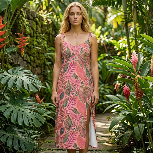 Coral Canopy Chiffon Midi Dress | SAGE RIO