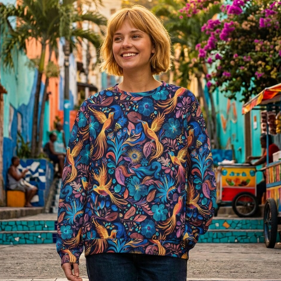 Tropical Flight Jewel Oversized Sweatshirt | SAGE RIO