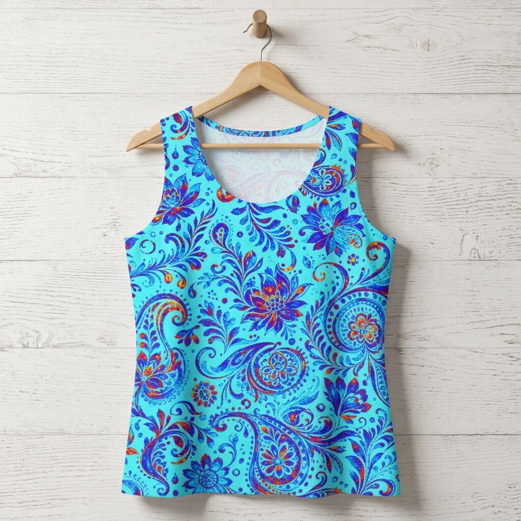 Coastal Paisley Bloom Cotton Tank Top | SAGE RIO