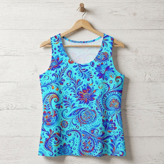 Coastal Paisley Bloom Cotton Tank Top | SAGE RIO