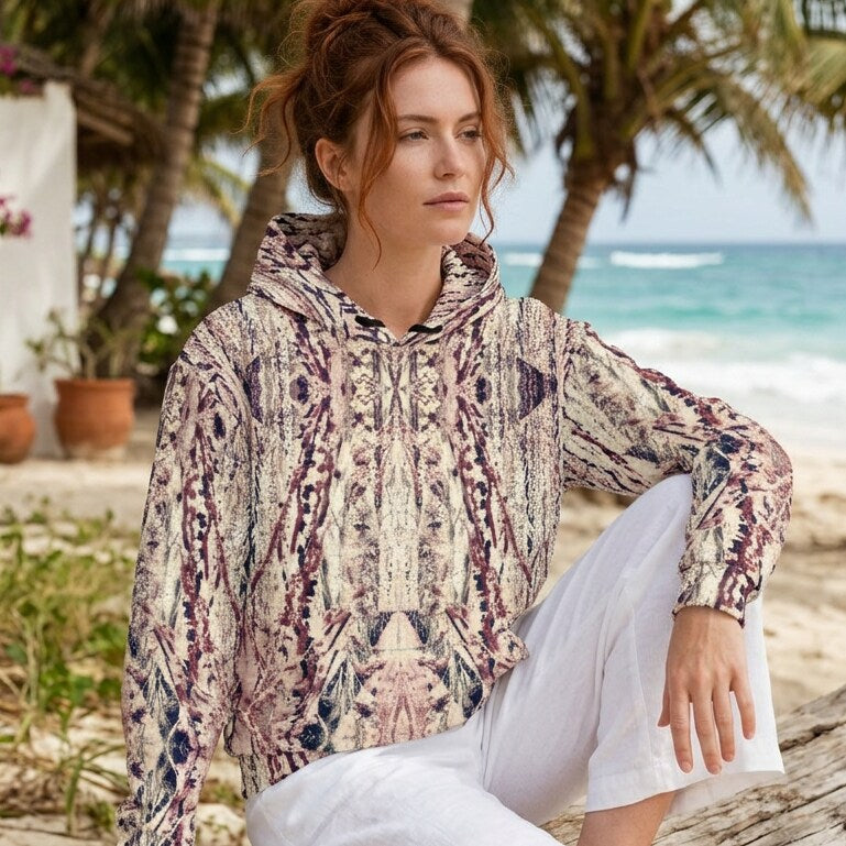 Blush Tapestry Mirage Fleece Hoodie Sweatshirt | SAGE RIO