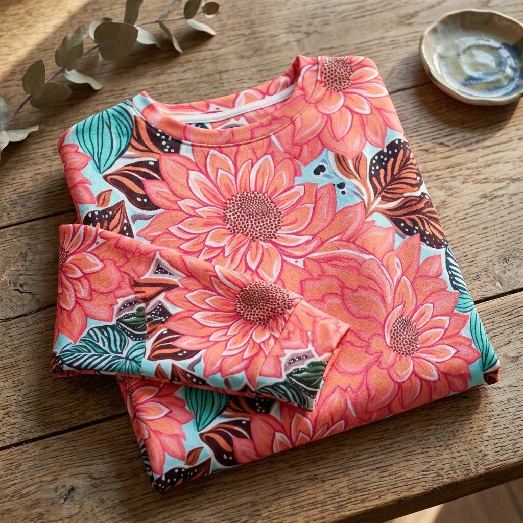 Coral Dahlia Aqua Oversized Cotton Sweatshirt | SAGE RIO